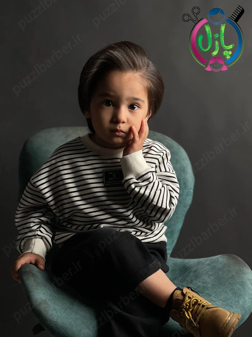 مدل مو پسرانه بلند در آرایشگاه کودک پازل